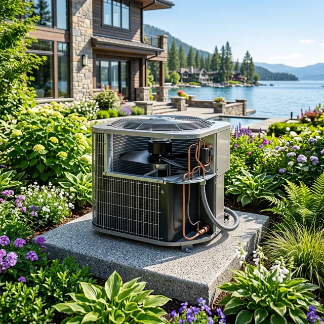 Modern sleek outdoor AC condenser fan