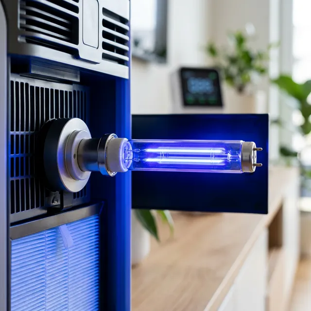 Sleek glowing blue UV bulb
