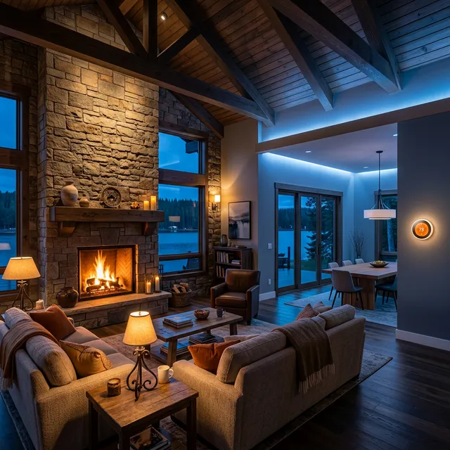 Open concept living room showing different temperature zones