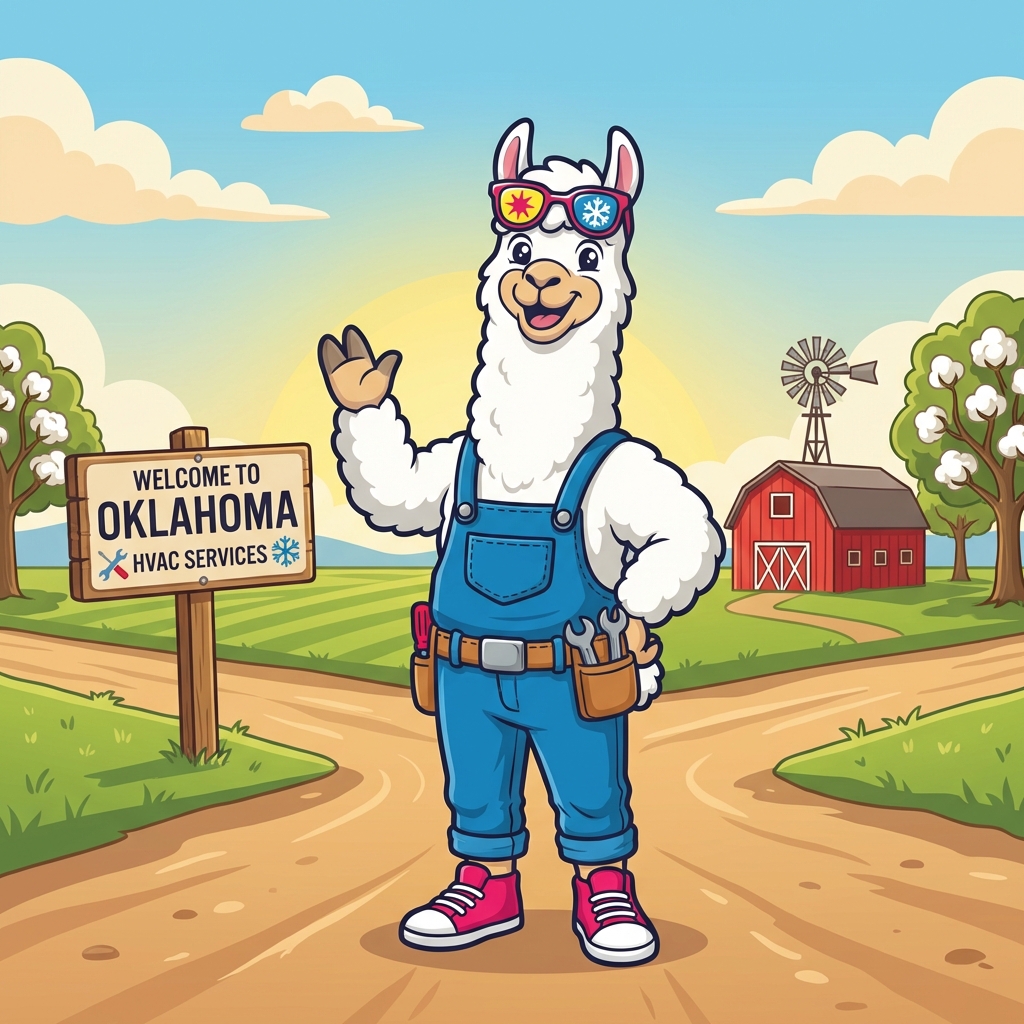 Cozy Llama mascot in Adair community