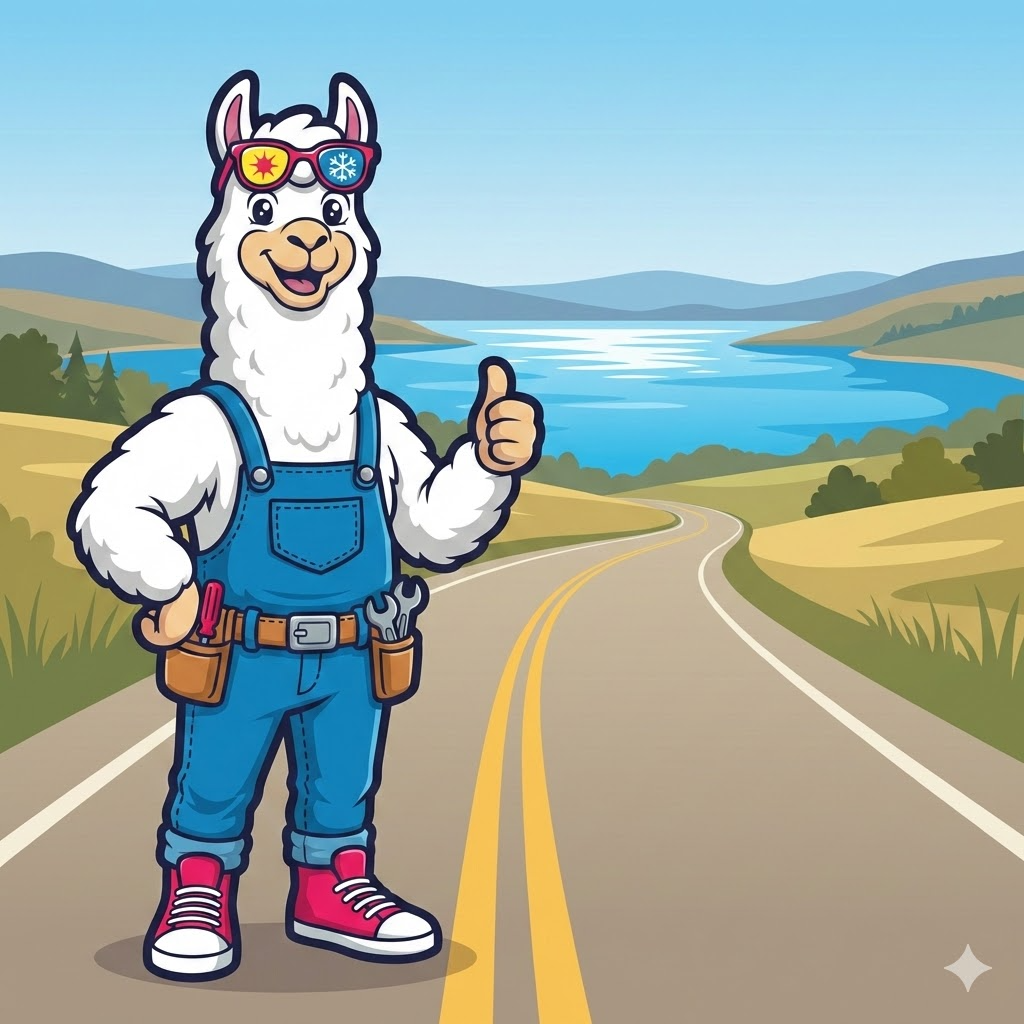 Cozy Llama mascot in Cleora