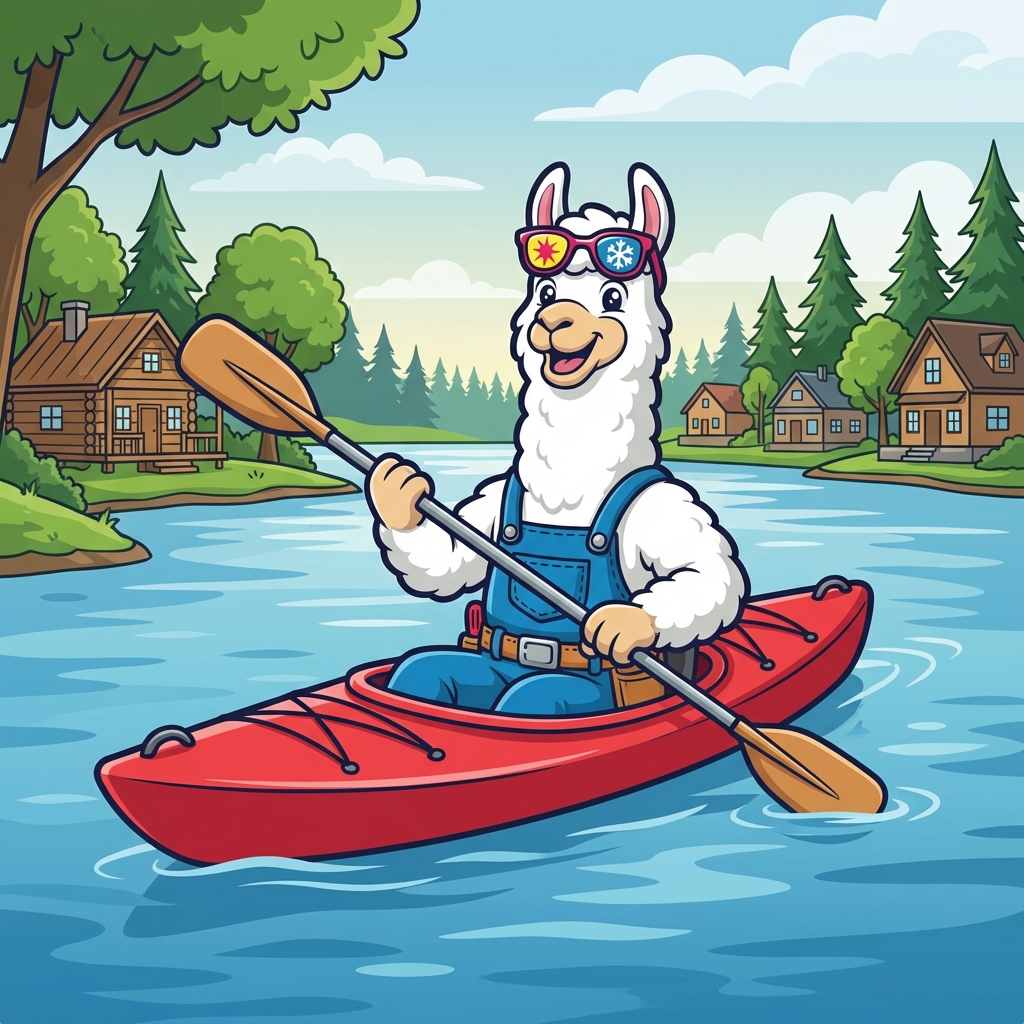 Cozy Llama mascot in Ketchum